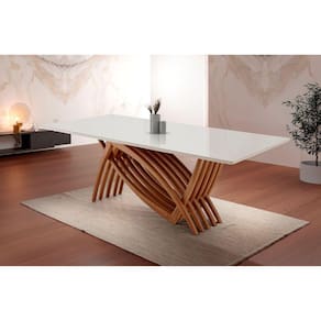 Mesa para Sala de Jantar Zurick 2200 X 1100 Imbuia Natural/Laq. Off White