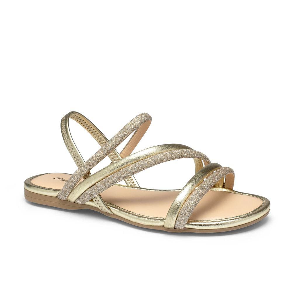 Sandalia Rasteira Feminina Pink Cats Dakota Stras Brilho V3909