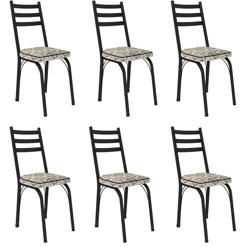 Kit 6 Cadeiras Tubular Nara 141 de Aço Cromo