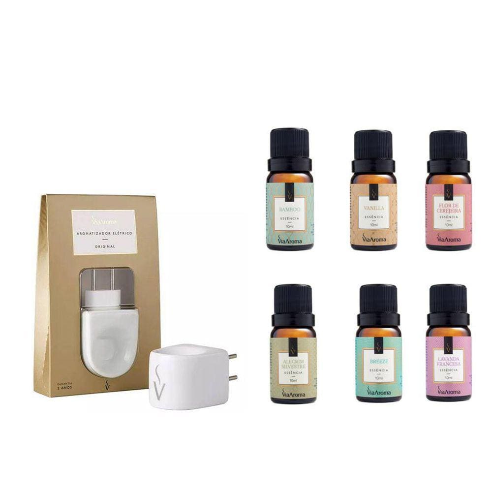 Difusor Elétrico + 6 Essencias 10 Ml Via Aroma
