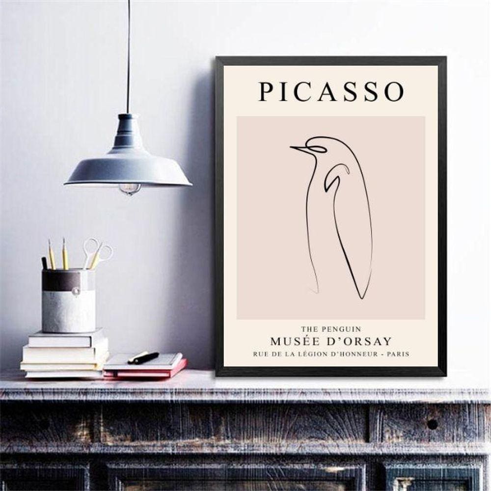 Quadro Arte Picasso - Pinguim 33X24Cm - Com Vidro