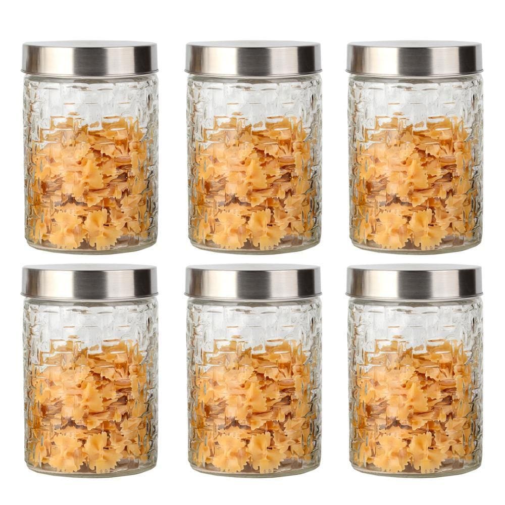 Conjunto 6 Potes Vidro Rattan 1200ml - Class Home