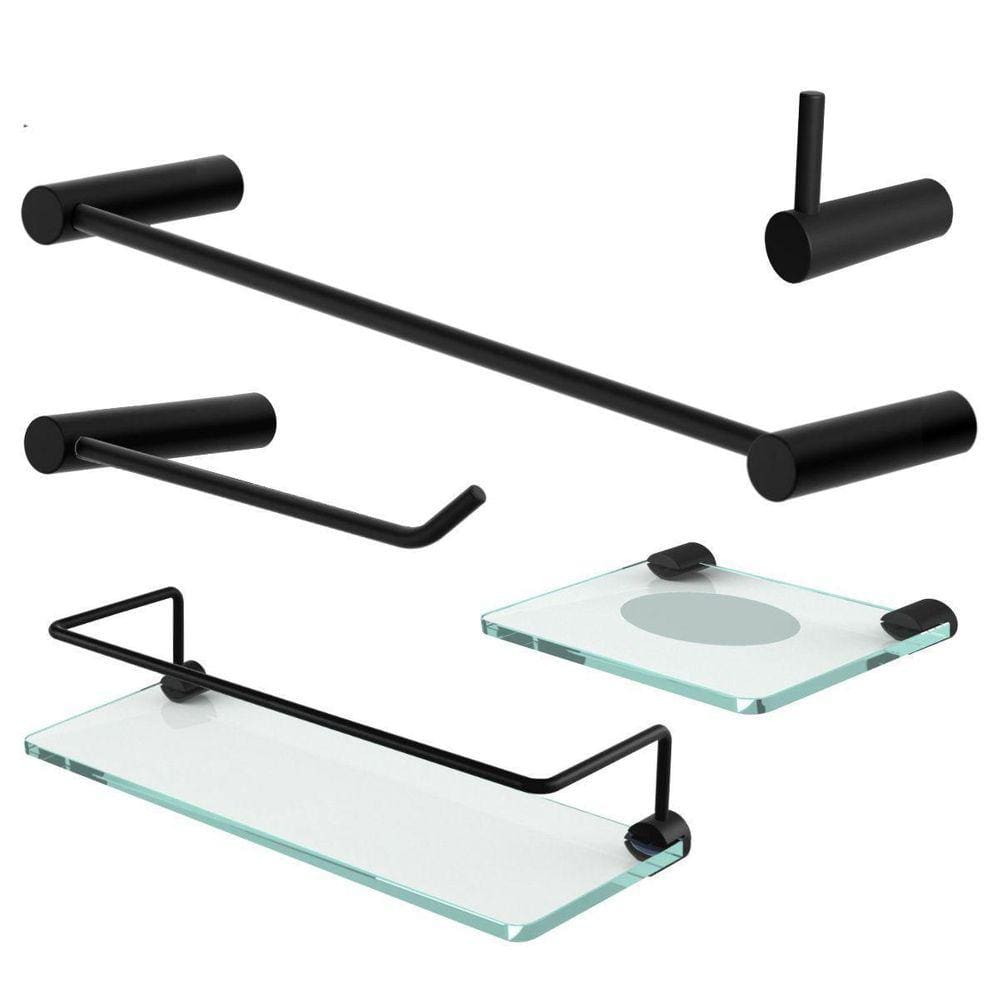 Kit Acessórios Banheiro Orion Metal Preto Fosco Proteção