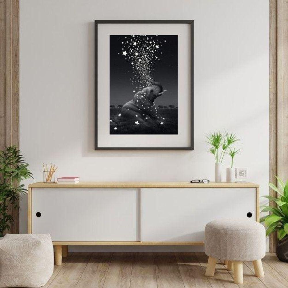 Quadro Decorativo Elefante Estrelas - 60X48Cm