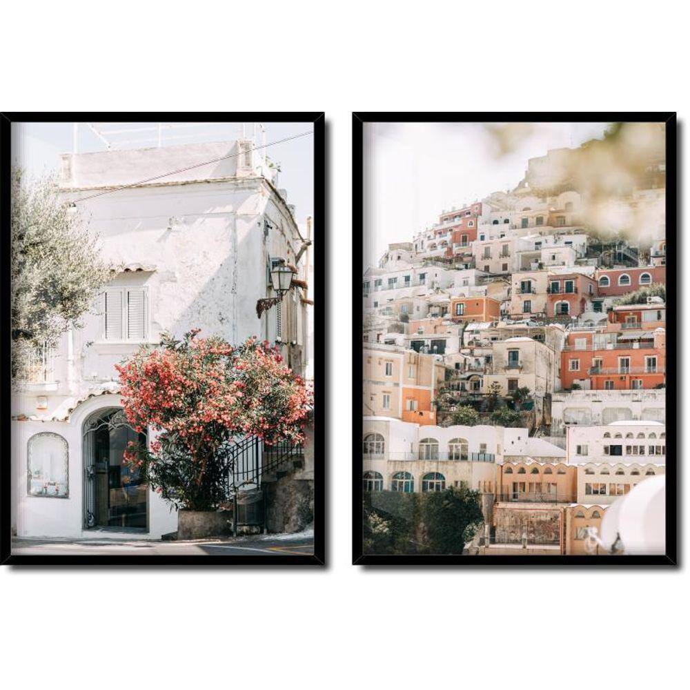 Quadros Decorativos Moldura Jogo Positano Itália 45X63Cm