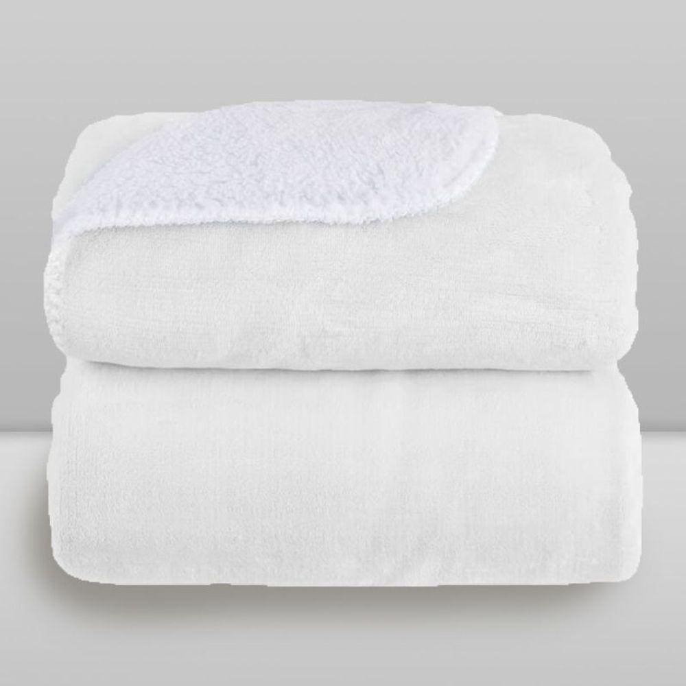 Cobertor Microfibra Plush Com Sherpa Branco - Laço Bebê
