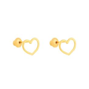 Brinco Coração Vazado Pequeno Ouro Dourado Brx0183