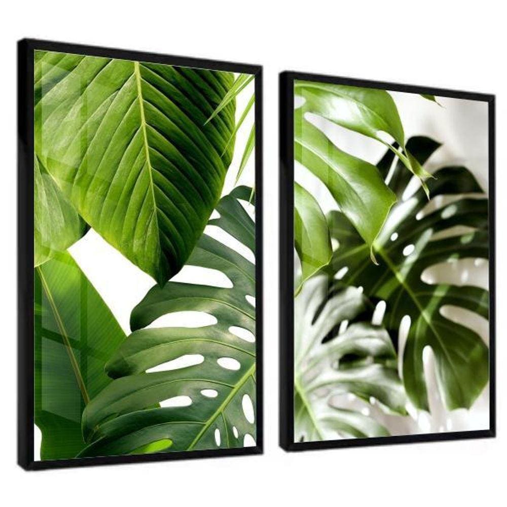 Quadros Decorativos Moldura Folhas Verdes