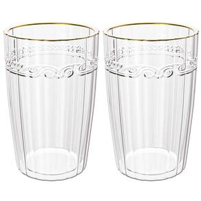 Jogo Copos Cristal Transparente Fio Ouro Imperial 370Ml 2