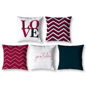 Kit 5 Almofadas Cheias 40 X 40 Estampadas Chevron Vermelho
