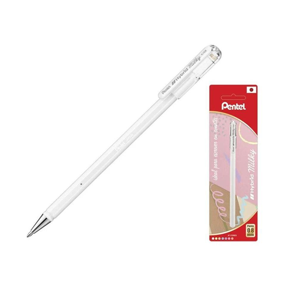 Caneta Gel Hybrid Milky  0.8mm Branco Artístico - PENTEL