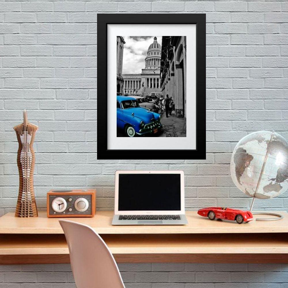 Quadro Carro Antigo Azul - 60X48Cm