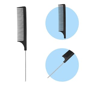 Pente de Cabelo Profissional Dentes Finos Cabo Metal Dompel