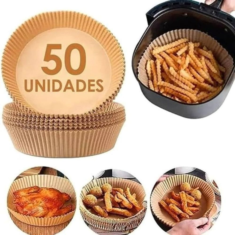 Forma Air Fryer Descartável 50 Unidade Redonda Assadeira