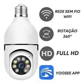 Câmera Wifi Lâmpada Segurança 360 Full Hd Visão Noturna