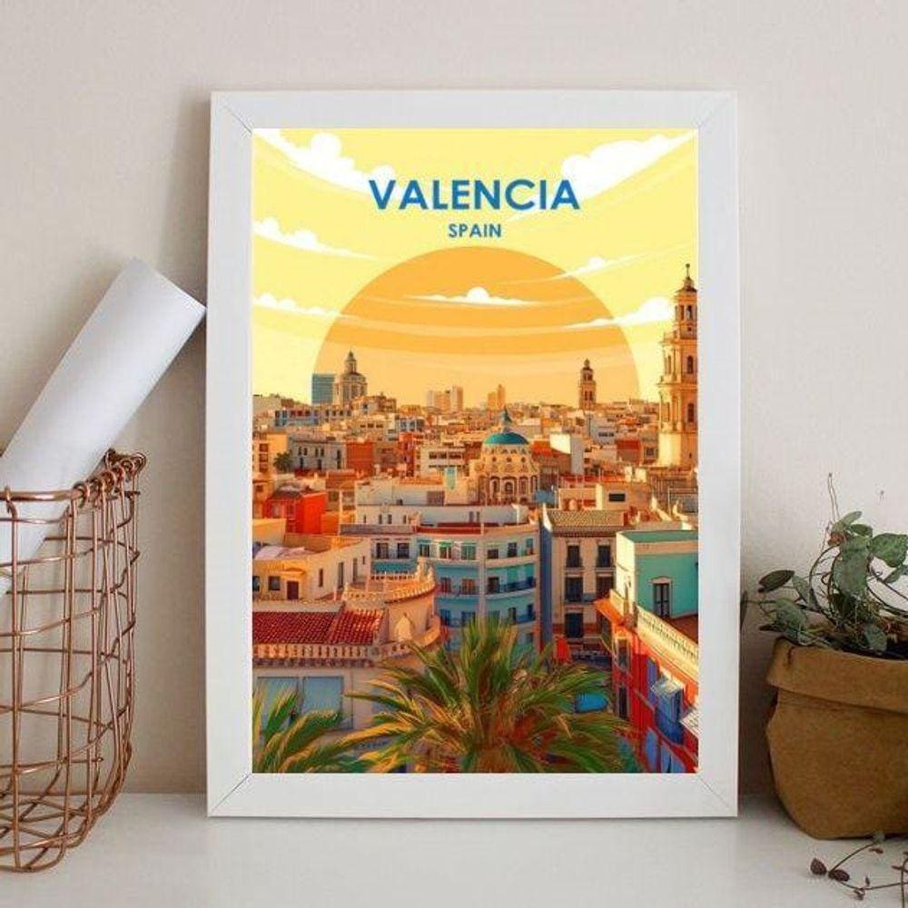 Quadro Decorativo Valência - Espanha 45X34Cm - Com Vidro