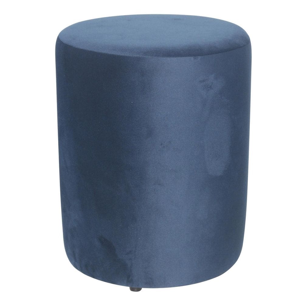 Pufe Decorativo Redondo Azul Marinho 44cm - Suede