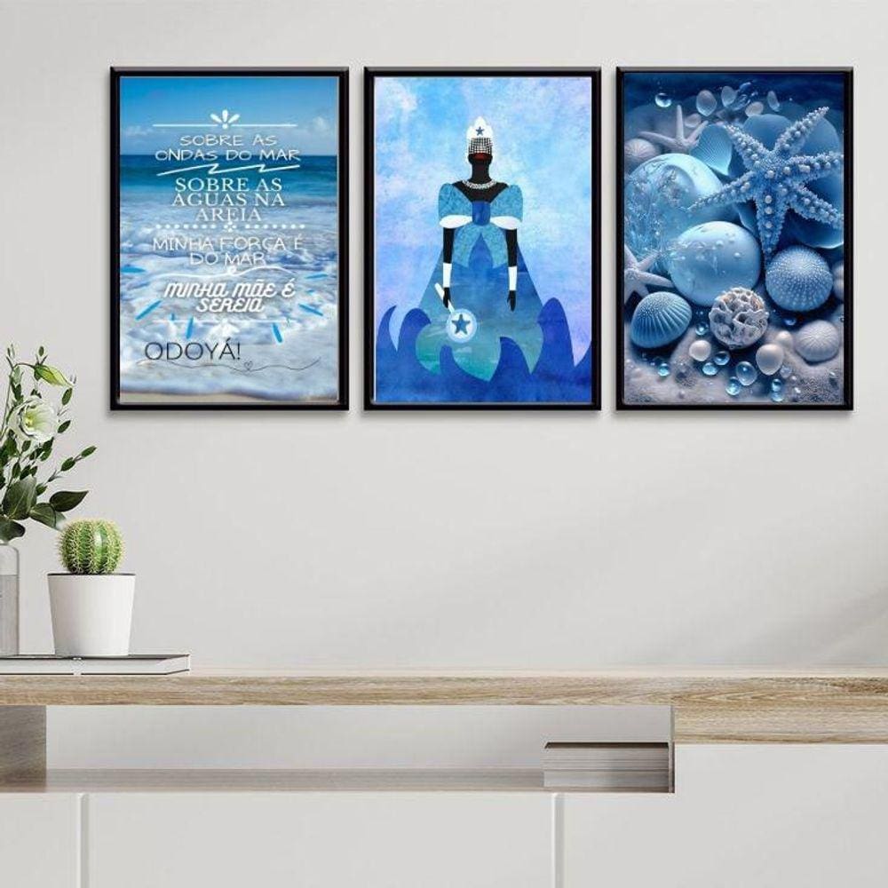 Kit 3 Quadros Orixá Iemanjá- Odayá 33X24Cm