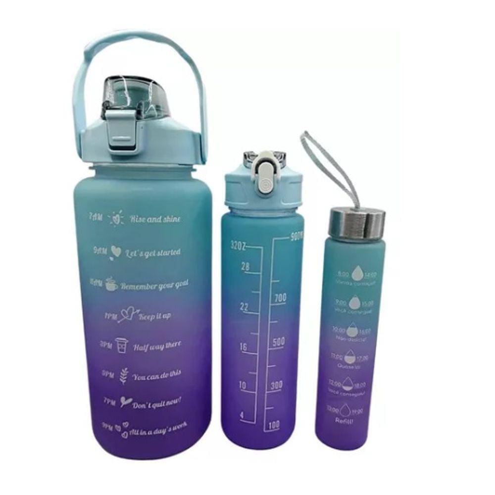 Kit 3 Garrafa De Agua Squeeze Motivacional Academia