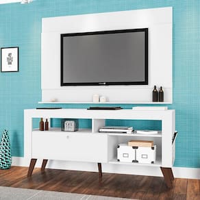 Conjunto Home Com Bancada E Painel Para Tv Até 55 Dinamarca - Branco