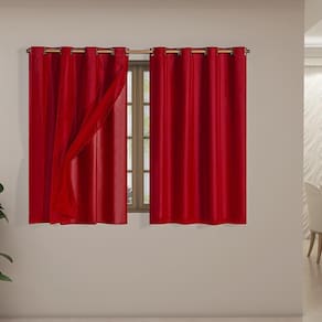 Cortina Blackout Voil 2,00,X1,40 Corta Luz Sala Vermelho