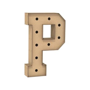 Letra Caixa Grande P Mdf 100Cm Altura Furo Lampad Iluminação
