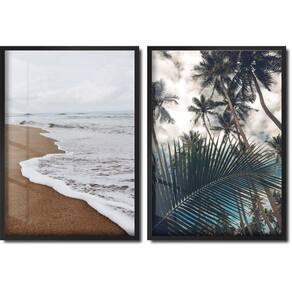Quadros Decorativos Moldura Jogo Mar E Coqueiro Outono