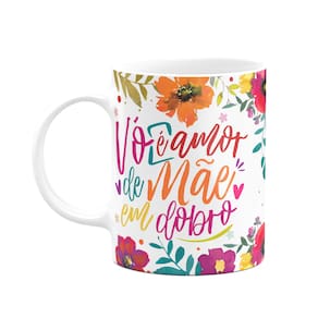 Caneca Floral Mães - Vó é amor de mãe em dobro