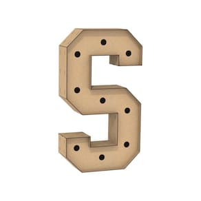 Letra Caixa Grande S Mdf 90Cm Altura Furo Lampada Iluminação