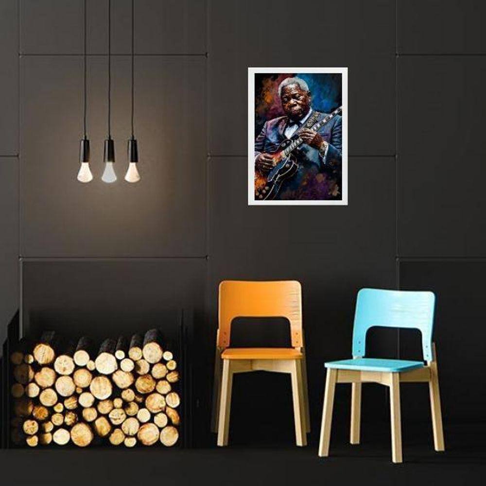 Quadro Artístico Bb King- Blues 24X18Cm - Com Vidro