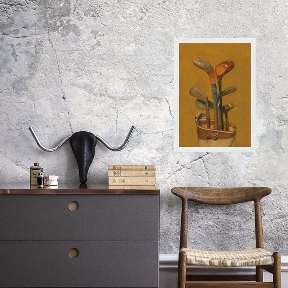 Quadro Tacos De Golf Vintage 24X18Cm - Com Vidro