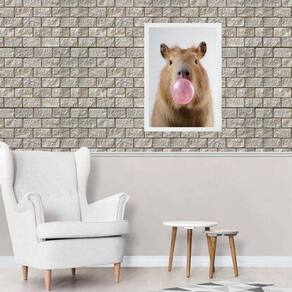 Quadro Decorativo Capivara Bubble Gum 33X24Cm - Com Vidro