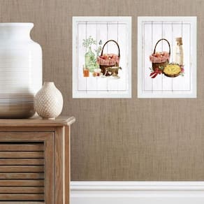 Kit 2 Quadros Cozinha Provençais Rústicos 45X34Cm - Vidro
