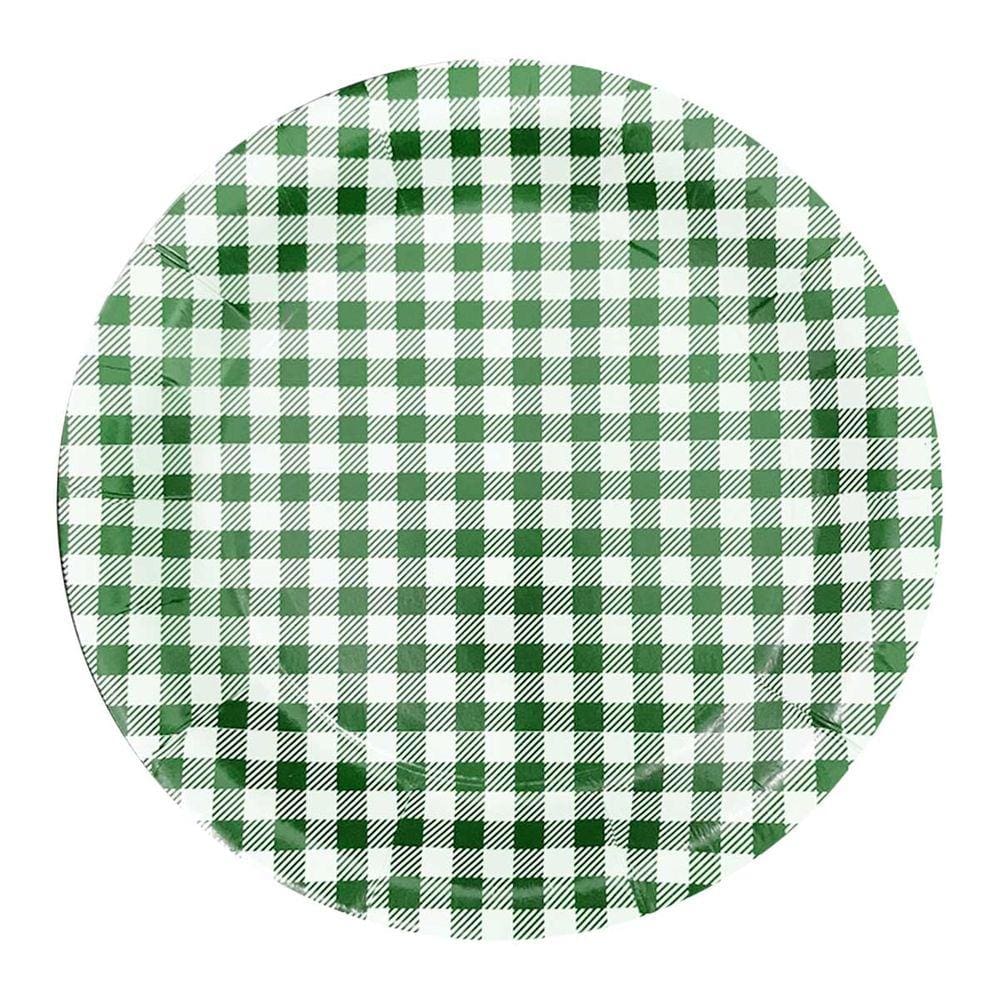 Prato Redondo Xadrez Verde Escuro 18cm - 8 Unidades