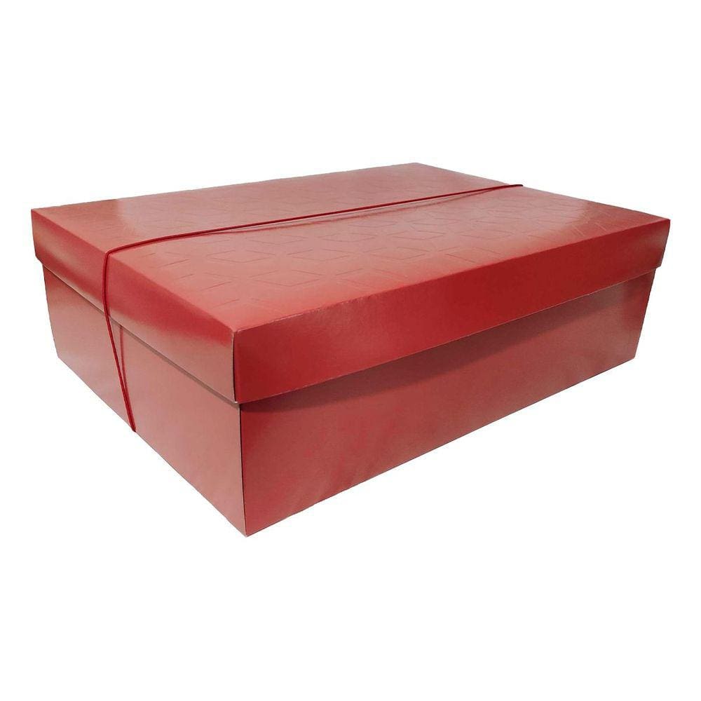 Caixa Retângular com Tampa em Relevo Vermelho Média 35x25x11 - 01 un