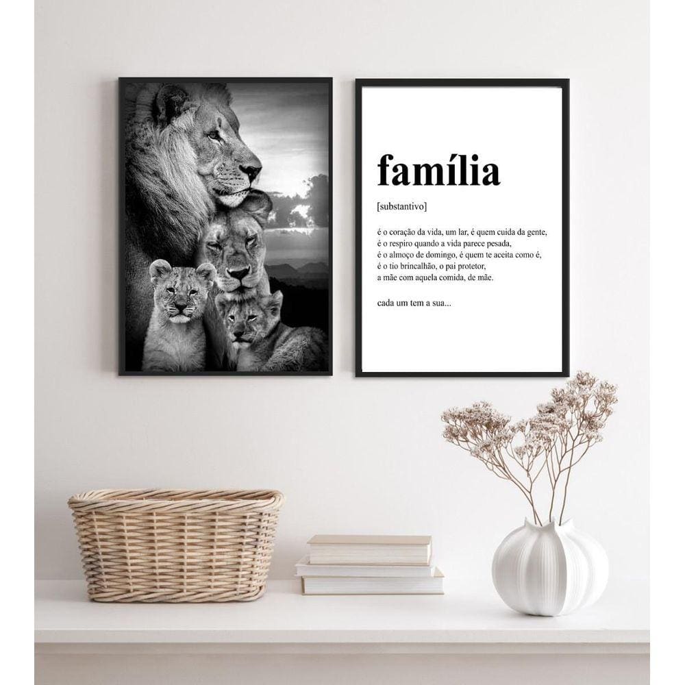 Kit 2 Quadros Para Sala Leões- Família 24X18Cm