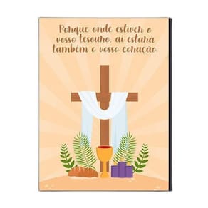 Quadro Religioso Mdf Onde Esta Seu Coração Pascoa 30X20Cm