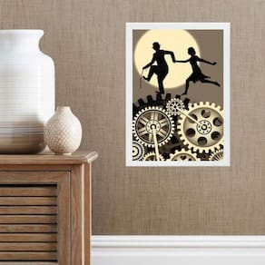 Quadro Charlie Chaplin E Namorada 45X34Cm - Com Vidro
