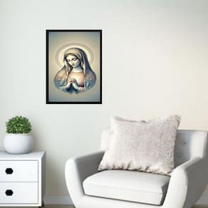 Quadro Decorativo Virgem Maria Prateada 24X18Cm - Com Vidro