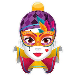 Painel de Festa Carnaval Rosto Colombina - 32x46cm
