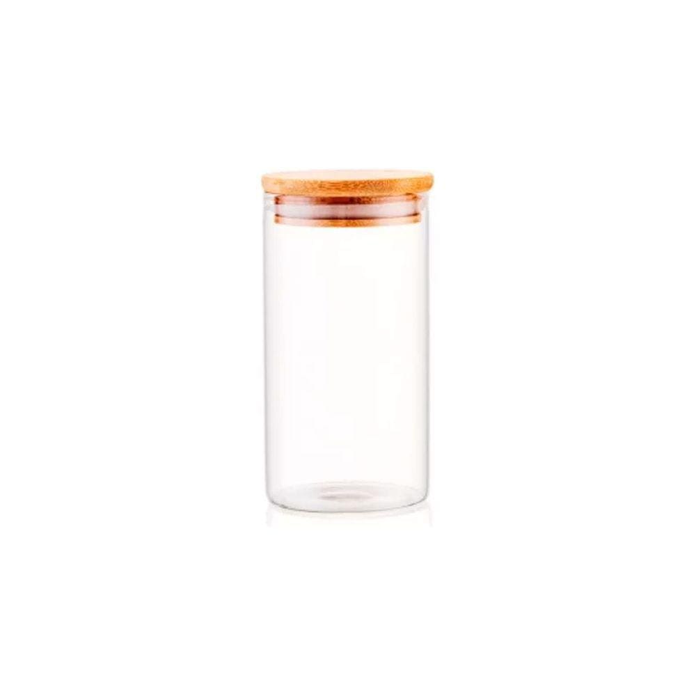 Pote Hermético Tampa de Bambu Para Alimentos Condimentos Temperos Pequeno 1,5L
