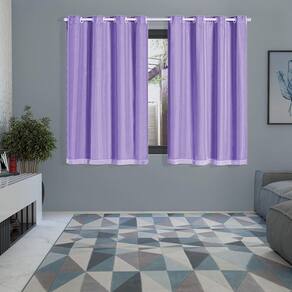 Cortina Blackout Voil 2,80 X 1,60 Sala Quarto Blecaute Lilás