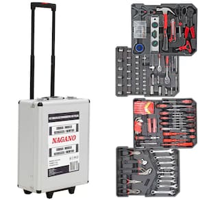 Kit Maleta de Ferramentas 184 Peças Cromo Vanadium com Rodas