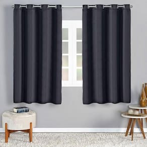 Cortina Cetim 2,80M X 2,30M Seda Sala Porta Balcão Preto