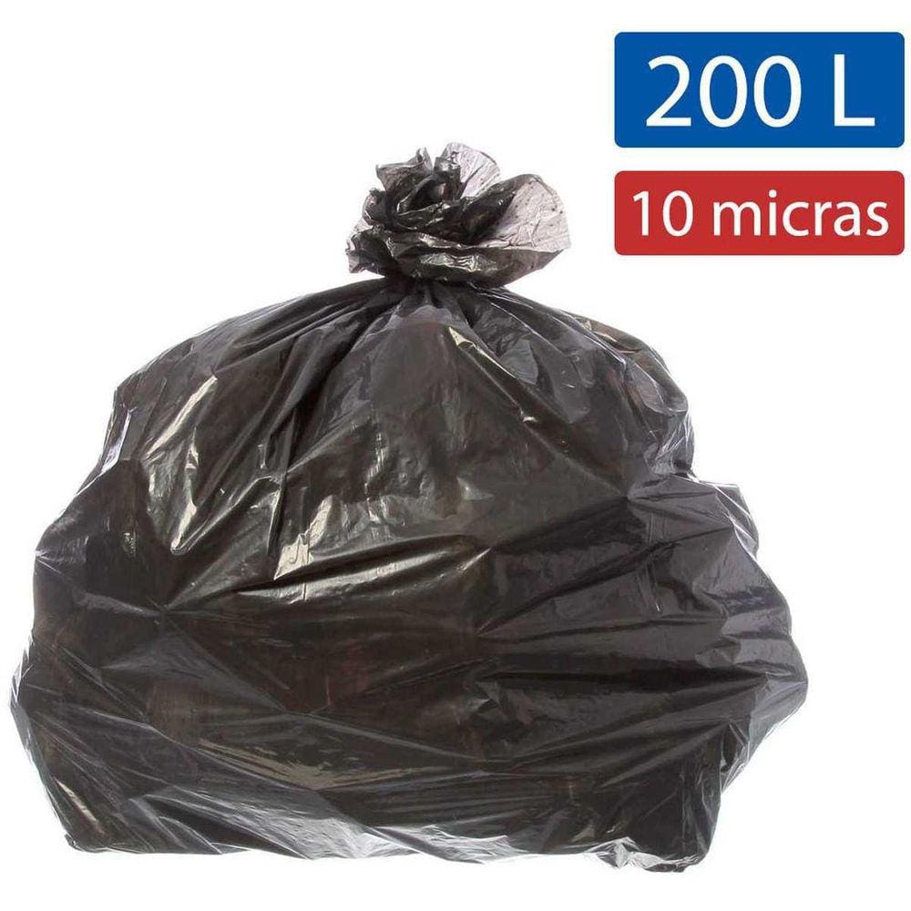 Saco Para Lixo 200L Preto 90X115Cm 10Micras