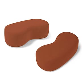 Kit 02 Puffs Decorativos Living Aisha Orgânico 02 Lugares Veludo Terracota - Desk Design
