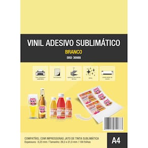 Vinil Adesivo Sublimático Branco A4 100 Folhas