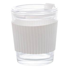 Copo de Vidro com Cinta em Silicone Branco 350ml - Wolff