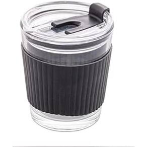 Copo de Vidro com Cinta em Silicone Preto 350ml - Wolff