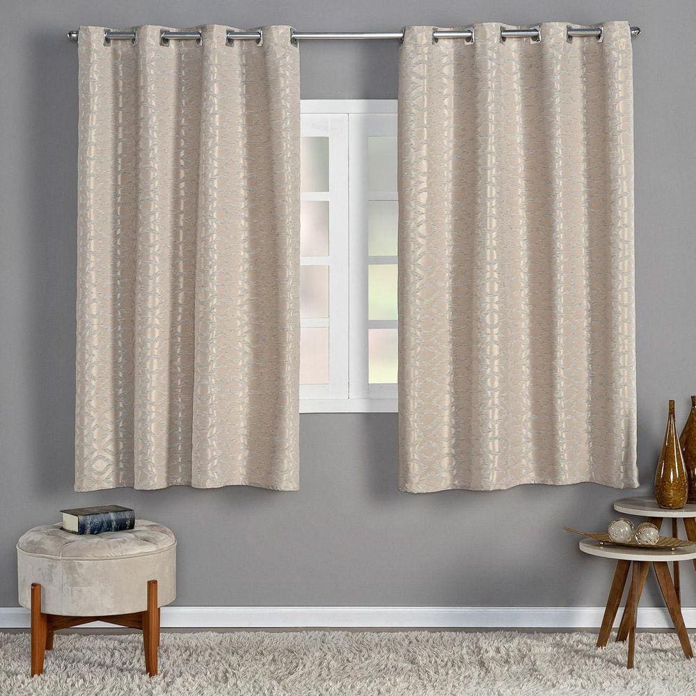 Cortina Albany 2,80M X 1,60M Jacquard Corta Luz Sala Dourado